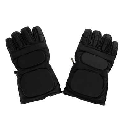 Black Belgian Leather Padded Riot Gloves, , large